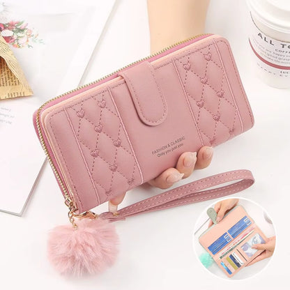 Women Long Wallet Pu Leather Card Holder Large Capacity Hasp Zipper Coin Purse Multi Card Organizer Cell Phone Wristlet Handbag