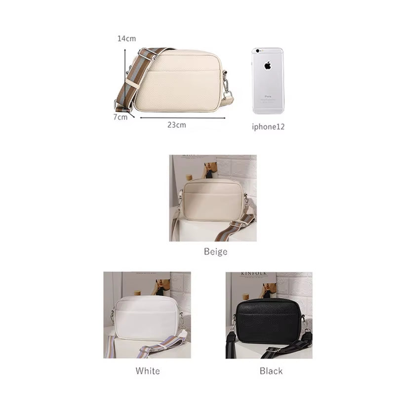 Small Cross Body Bag for Women 2023 New Summer White Sling Purse Soft Pu Leather Wide Shoulder Strap Side Bag Casual