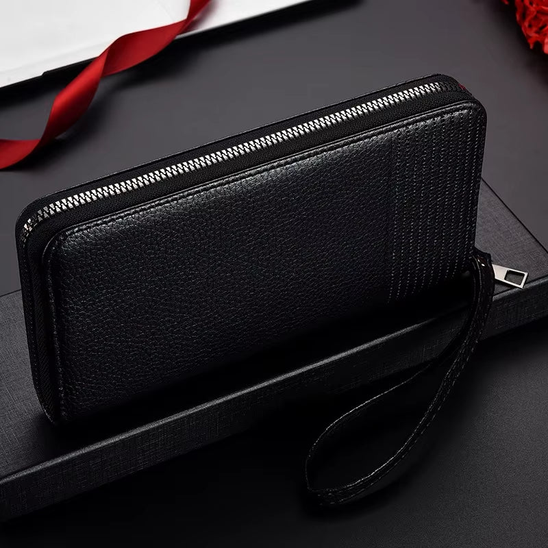 New Color Men`S Long Wallet for Men Rfid Blocking Clutch Organizer Zipper Leather Business Id Credit Card Holder Purse New