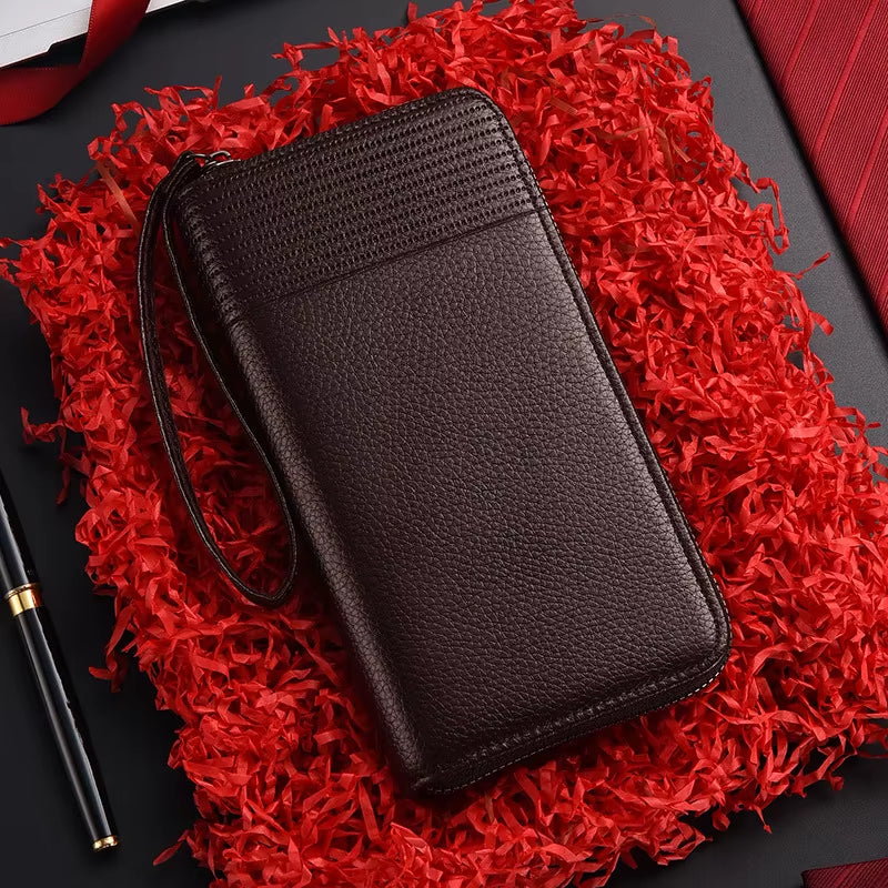 New Color Men`S Long Wallet for Men Rfid Blocking Clutch Organizer Zipper Leather Business Id Credit Card Holder Purse New