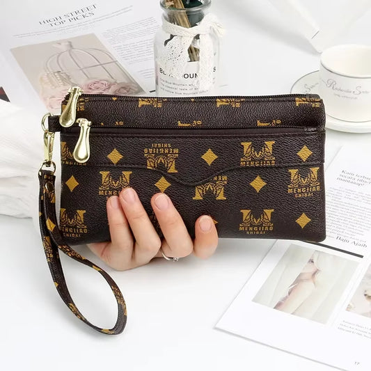 Women Long Wallets Double Zipper Clutches Purse Big Letter Fashion Wristlet Wallet Phone Portfel Damski Card Holder Lady Wallets