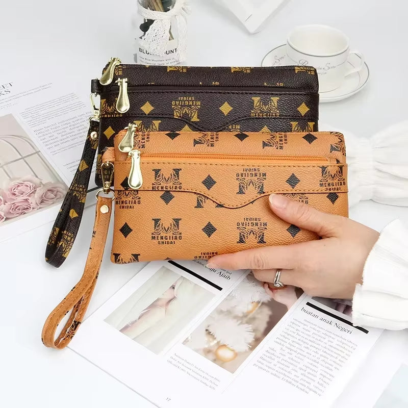 Women Long Wallets Double Zipper Clutches Purse Big Letter Fashion Wristlet Wallet Phone Portfel Damski Card Holder Lady Wallets