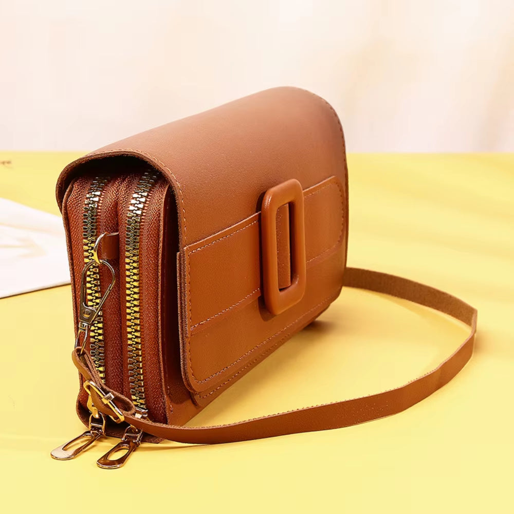 Women Double Layer Large Capacity Wallet Phone Pouch Fashion Shoulder Crossbody Bag Simple Coin Purse Credit Card Holder Satchel