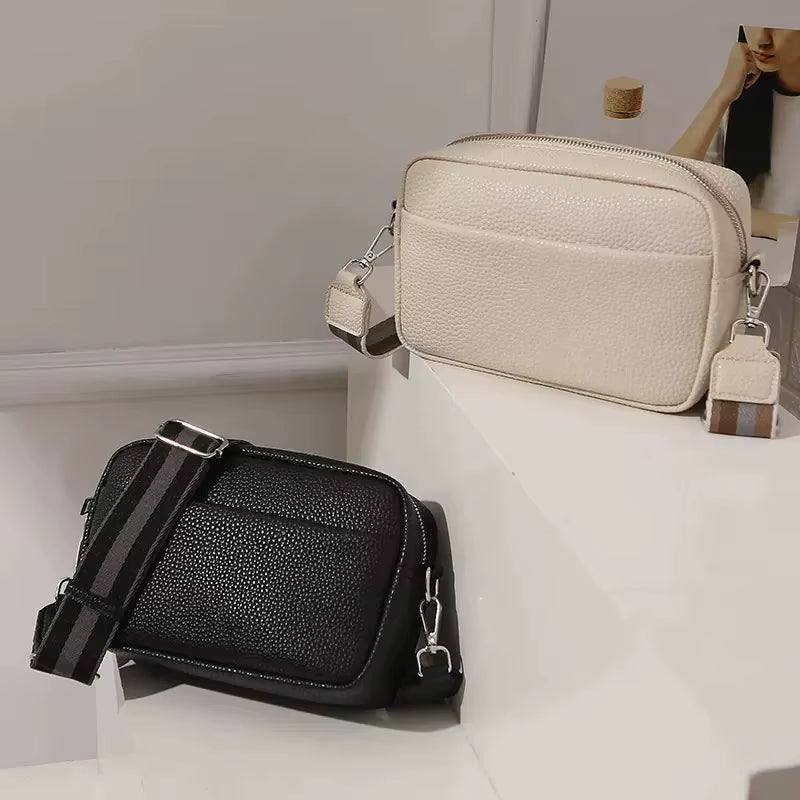 Small Cross Body Bag for Women 2023 New Summer White Sling Purse Soft Pu Leather Wide Shoulder Strap Side Bag Casual