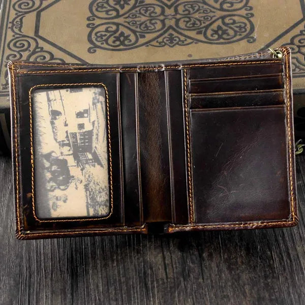 Vintage Dragon Mens Wallet Slim Card Money Purse Wi/ Safe Chain