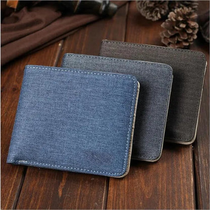 Men's Fashion Canvas Wallet Men's Short Slim Zipper Soft Wallet Youth Multi-Card Holder