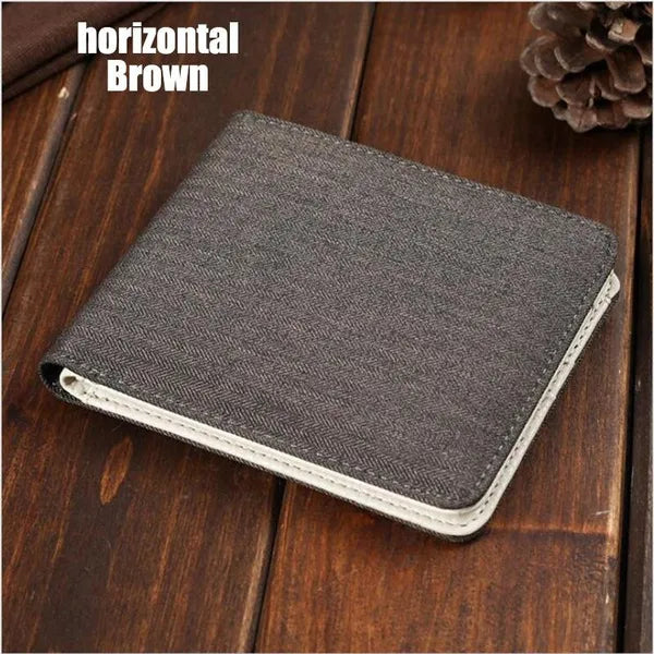 Men's Fashion Canvas Wallet Men's Short Slim Zipper Soft Wallet Youth Multi-Card Holder