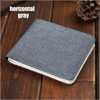 Men's Fashion Canvas Wallet Men's Short Slim Zipper Soft Wallet Youth Multi-Card Holder