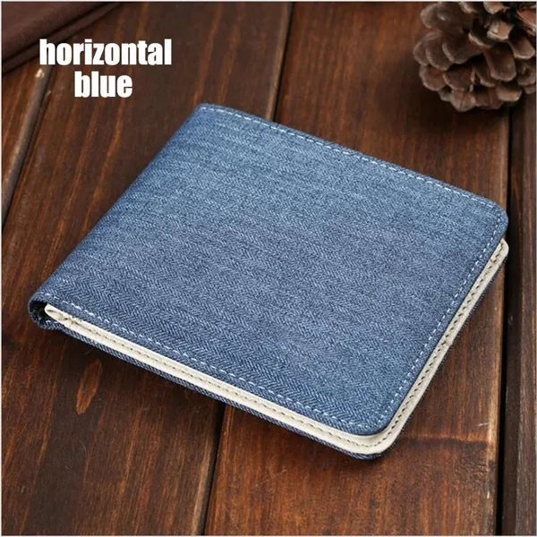 Men's Fashion Canvas Wallet Men's Short Slim Zipper Soft Wallet Youth Multi-Card Holder