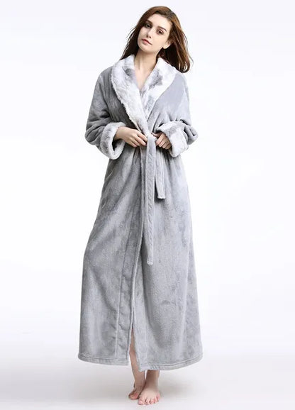 New Bath Robe Long for Womens Plush Soft Warm Fleece Bathrobes Sleepwear Dressing Gown Housecoat