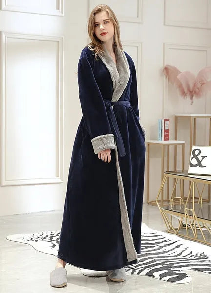 New Bath Robe Long for Womens Plush Soft Warm Fleece Bathrobes Sleepwear Dressing Gown Housecoat