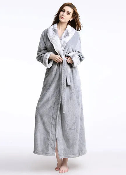 New Bath Robe Long for Womens Plush Soft Warm Fleece Bathrobes Sleepwear Dressing Gown Housecoat