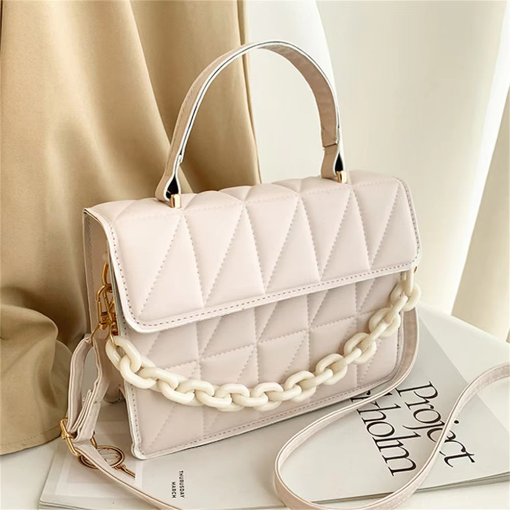 Fashion Plaid Women Shoulder Bag Chain Crossbody Bags Brand Designer Trendy Female Handbags and Purses Small Flap Top Handle Bag