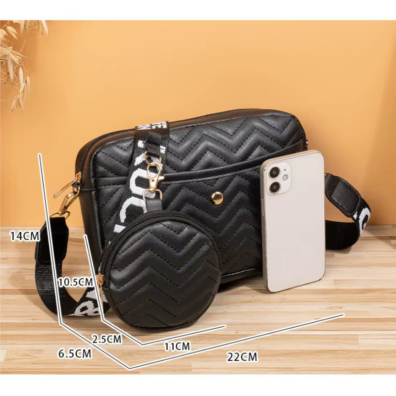 Women'S PU Leather Zipper Crossbody Bag Handbag Fashion Retro Korean V Pattern Causal Travel Bag Female Phone Purse Shoulder Bag