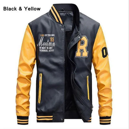 New Men's Leather Baseball Wear PU Casual Jacket 5 Colors