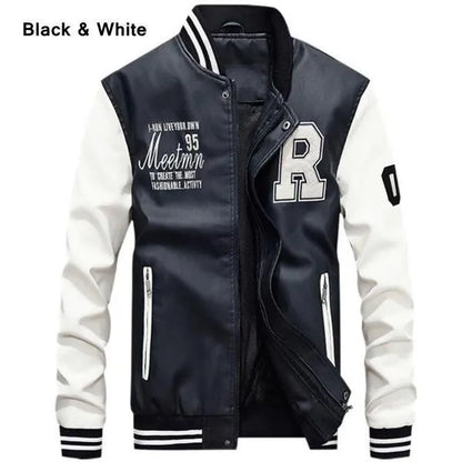 New Men's Leather Baseball Wear PU Casual Jacket 5 Colors