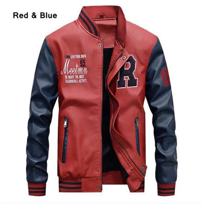 New Men's Leather Baseball Wear PU Casual Jacket 5 Colors