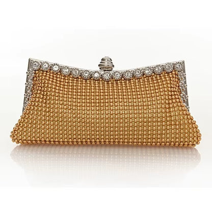 Evening Gold Clutch Bag Glitter Bead DESIGN Elegant Woman Party Bags Vintage Fashion Bridal Purse Silver Handbags Night Bag