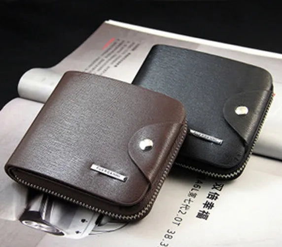 Leather Small Men's Wallet with Zipper