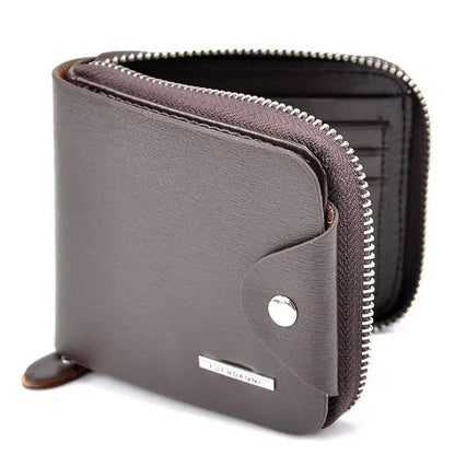 Leather Small Men's Wallet with Zipper