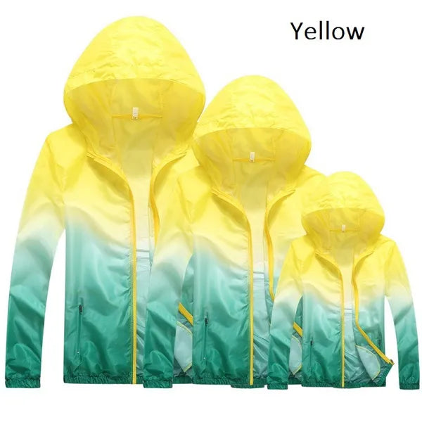 Outdoor Sports Jacket Parent-Child Couples Sunscreen Jacket Windproof and Rainproof Rainbow Running Jacket Ultra-Thin Breathable Hoodie Quick-Drying Jacket