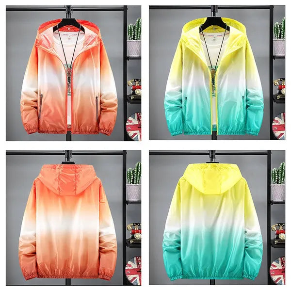 Outdoor Sports Jacket Parent-Child Couples Sunscreen Jacket Windproof and Rainproof Rainbow Running Jacket Ultra-Thin Breathable Hoodie Quick-Drying Jacket