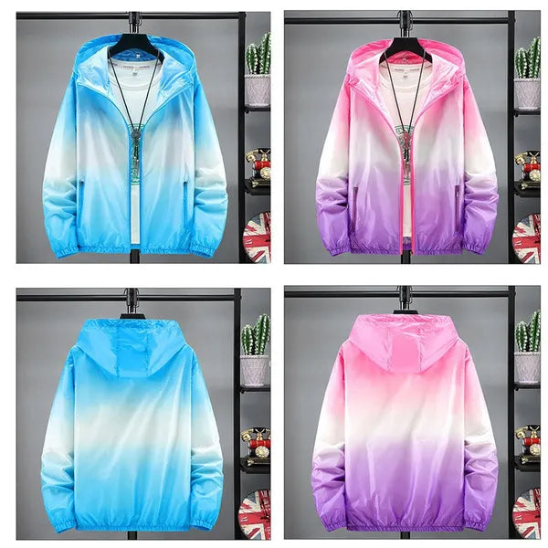 Outdoor Sports Jacket Parent-Child Couples Sunscreen Jacket Windproof and Rainproof Rainbow Running Jacket Ultra-Thin Breathable Hoodie Quick-Drying Jacket