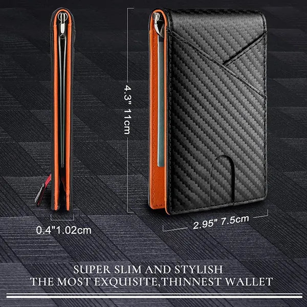 Men's Slim Wallet RFID Blocking Minimalist Bifold Front Pocket Wallet