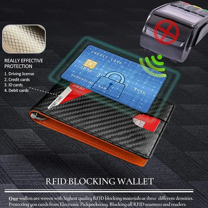 Men's Slim Wallet RFID Blocking Minimalist Bifold Front Pocket Wallet