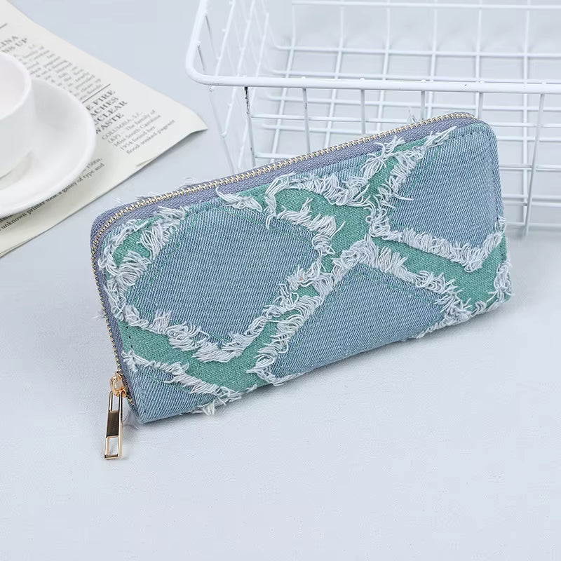 1Pc Denim Wallet, Women'S Zipper Clutch Coin Purse, Niche Design Card Holder, ID Bag, Bag Gift Wallets for Women