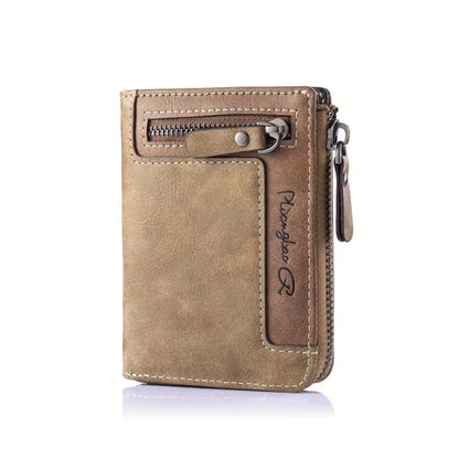 1pc Men's Retro Short Wallet, Multifunctional Fashion Zipper PU Leather Wallet, Ideal Gift For Men