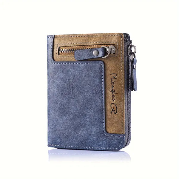 1pc Men's Retro Short Wallet, Multifunctional Fashion Zipper PU Leather Wallet, Ideal Gift For Men