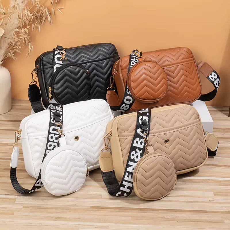 Women'S PU Leather Zipper Crossbody Bag Handbag Fashion Retro Korean V Pattern Causal Travel Bag Female Phone Purse Shoulder Bag