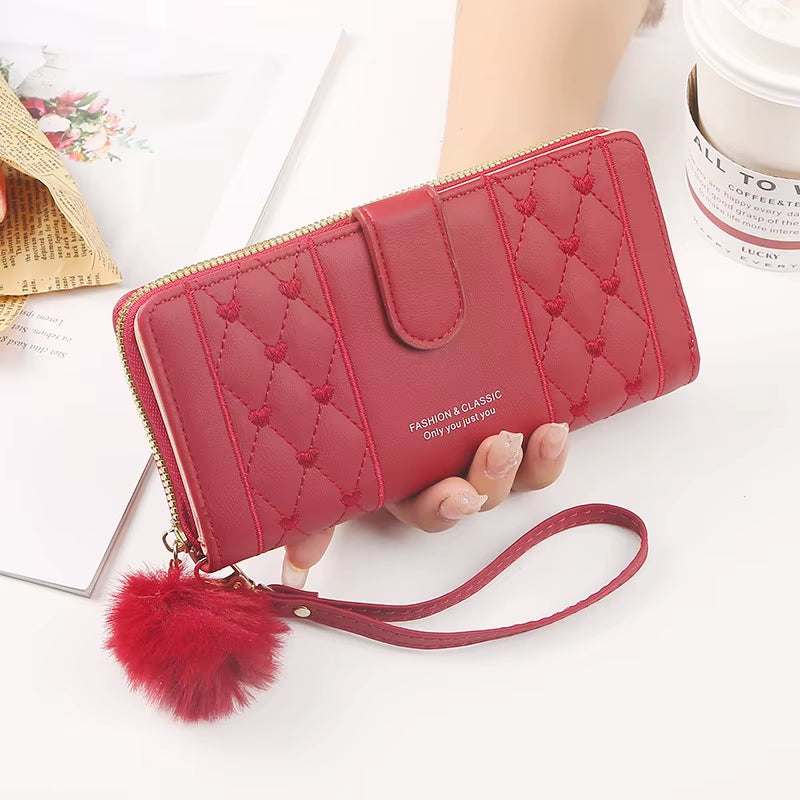 Women Long Wallet Pu Leather Card Holder Large Capacity Hasp Zipper Coin Purse Multi Card Organizer Cell Phone Wristlet Handbag