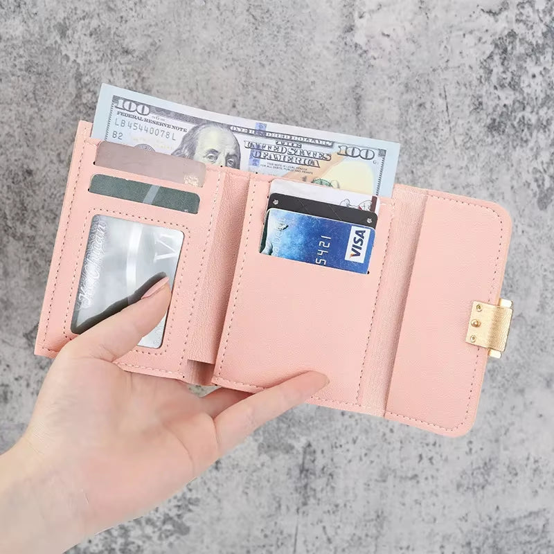 Cute Girl Short Purse Mini Fashion Women Wallet Designer Luxury Wallet PU Leather Coin Purse Female Hasp Wallet Purse