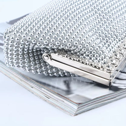 Evening Gold Clutch Bag Glitter Bead DESIGN Elegant Woman Party Bags Vintage Fashion Bridal Purse Silver Handbags Night Bag