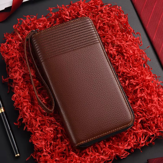 New Color Men`S Long Wallet for Men Rfid Blocking Clutch Organizer Zipper Leather Business Id Credit Card Holder Purse New