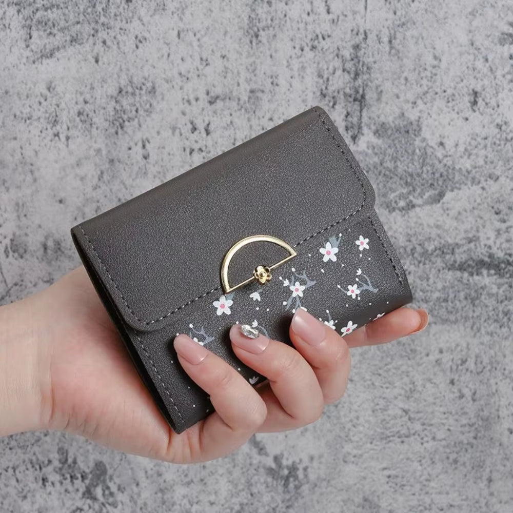 Cute Bow Wallet Women Sweet Pink Color Style Floral Purse Card Holder for Girl Portable Travel Cash Coin Photo Card Bag