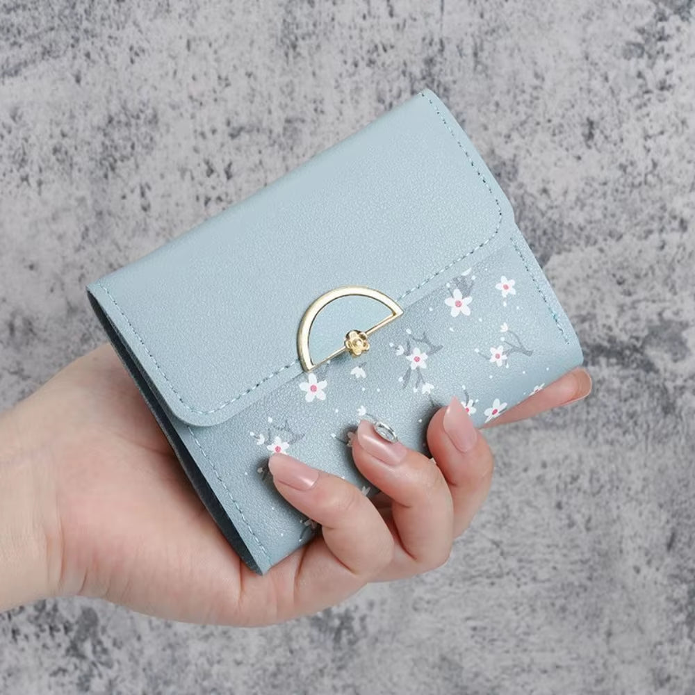 Cute Bow Wallet Women Sweet Pink Color Style Floral Purse Card Holder for Girl Portable Travel Cash Coin Photo Card Bag