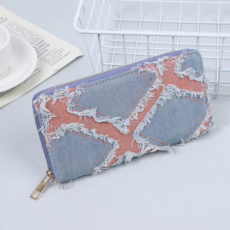 1Pc Denim Wallet, Women'S Zipper Clutch Coin Purse, Niche Design Card Holder, ID Bag, Bag Gift Wallets for Women