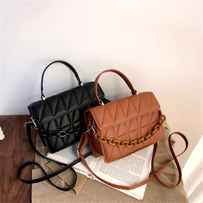 Fashion Plaid Women Shoulder Bag Chain Crossbody Bags Brand Designer Trendy Female Handbags and Purses Small Flap Top Handle Bag