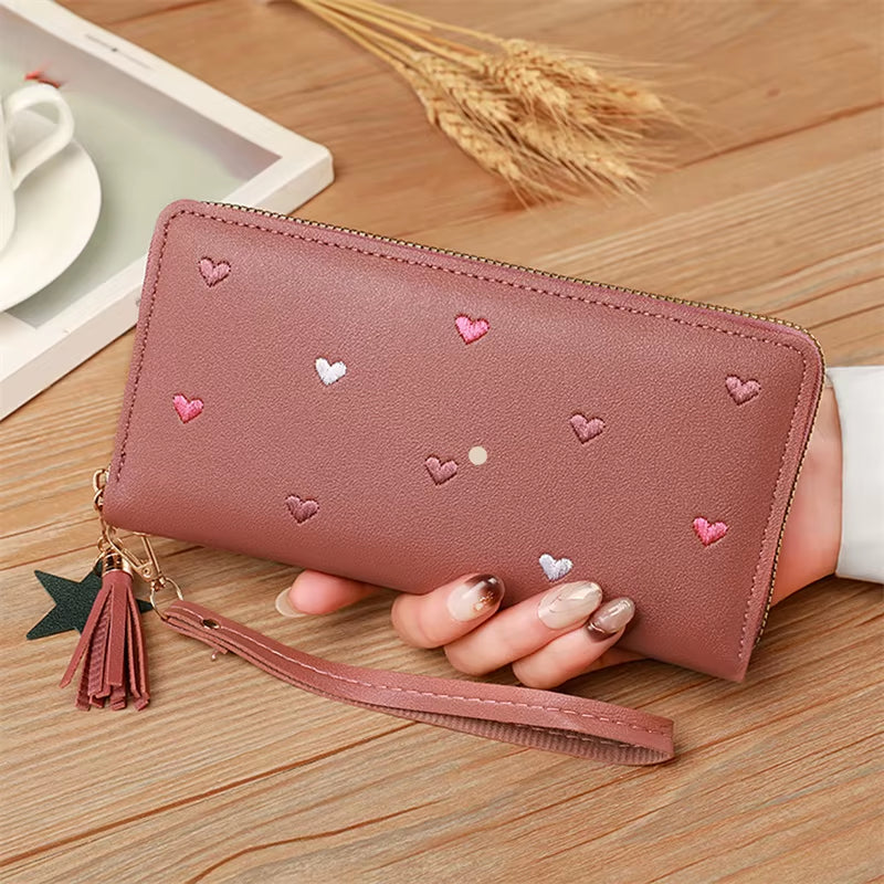 Fashion Long Women Wallets Purses Love Heart Wallets for Ladies Girl Money Pocket Card Holder Female Wallets Phone Clutch Bag