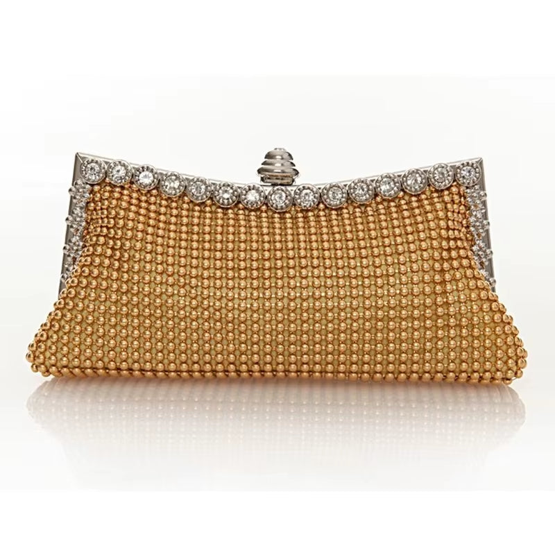 Evening Gold Clutch Bag Glitter Bead DESIGN Elegant Woman Party Bags Vintage Fashion Bridal Purse Silver Handbags Night Bag