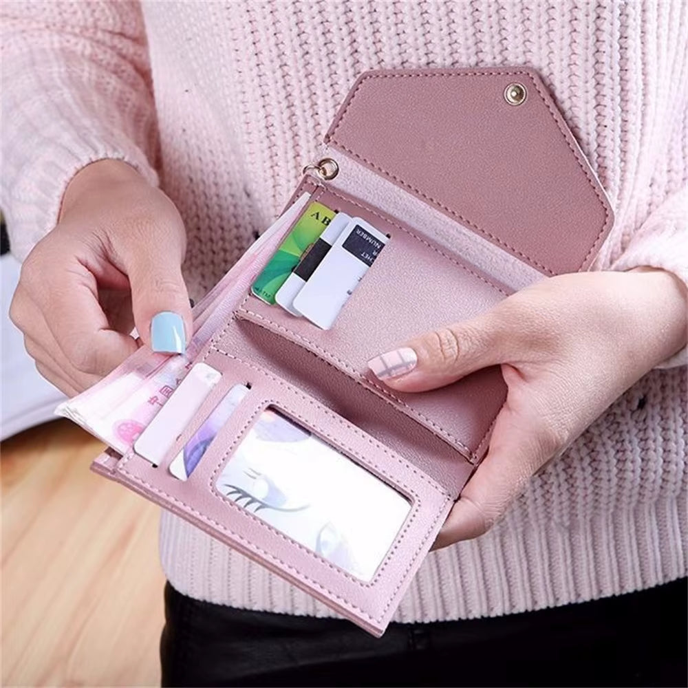 Short Women'S Wallet Tassel Pendant Coin Purse Mini Portable Lady Leather Folding Envelope Card Holder Money Bag Girls Gift