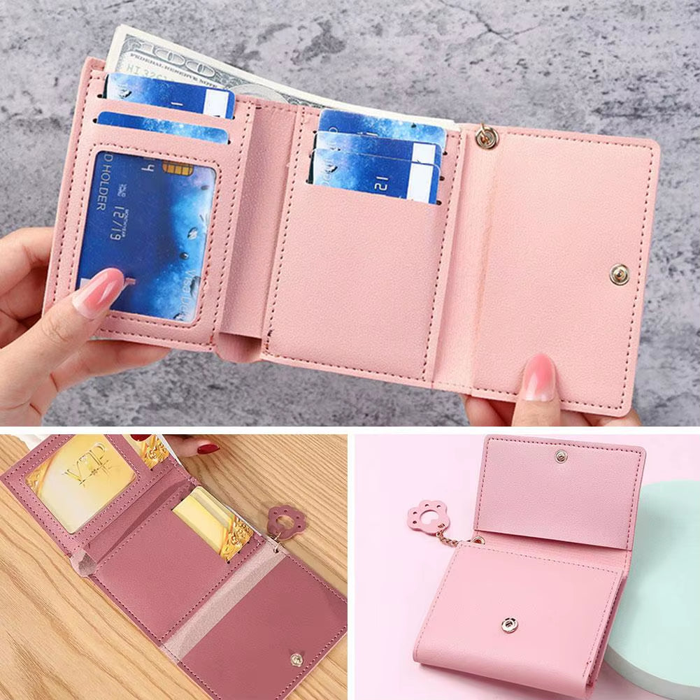 Korean Cute Cartoon Cat Women Wallets Small Credit Portable PU Leather Coin Purses Wallets Short Gifts Girls Holder Wallet Y9U8