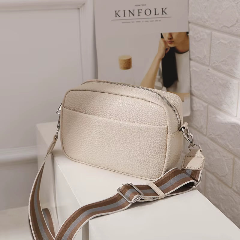 Small Cross Body Bag for Women 2023 New Summer White Sling Purse Soft Pu Leather Wide Shoulder Strap Side Bag Casual