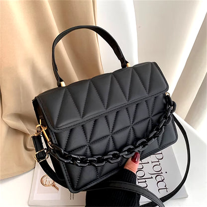 Fashion Plaid Women Shoulder Bag Chain Crossbody Bags Brand Designer Trendy Female Handbags and Purses Small Flap Top Handle Bag