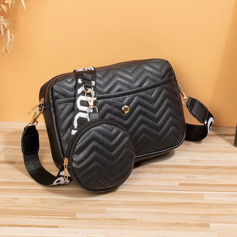 Women'S PU Leather Zipper Crossbody Bag Handbag Fashion Retro Korean V Pattern Causal Travel Bag Female Phone Purse Shoulder Bag