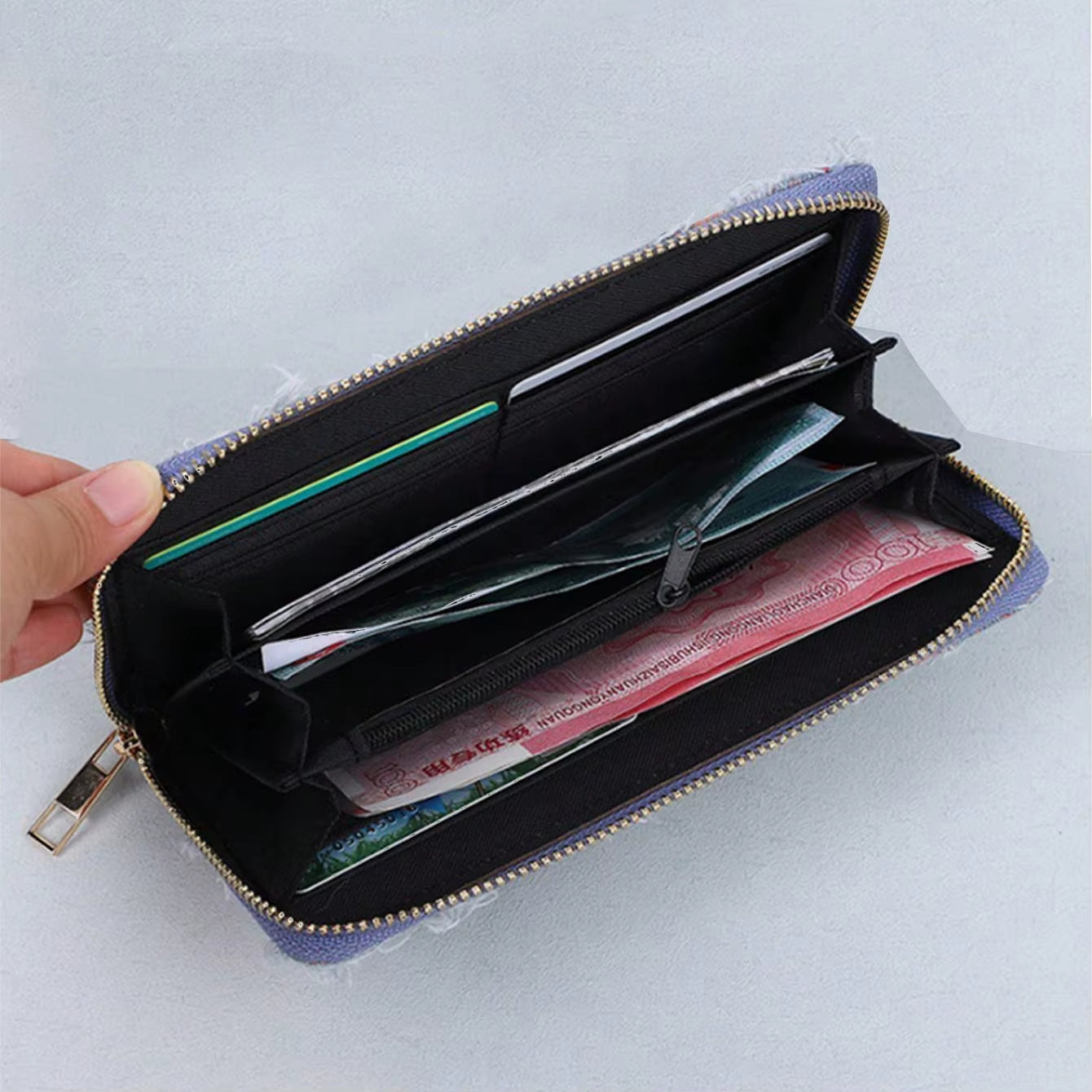 1Pc Denim Wallet, Women'S Zipper Clutch Coin Purse, Niche Design Card Holder, ID Bag, Bag Gift Wallets for Women