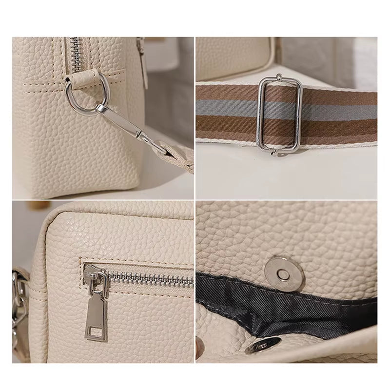 Small Cross Body Bag for Women 2023 New Summer White Sling Purse Soft Pu Leather Wide Shoulder Strap Side Bag Casual